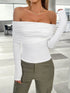 'Yarrow' Off Shoulder Ruched Crop Top - Celes Fashion